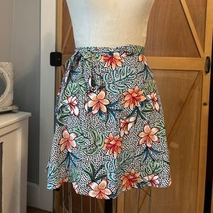 Tropical Floral Wrap Skirt